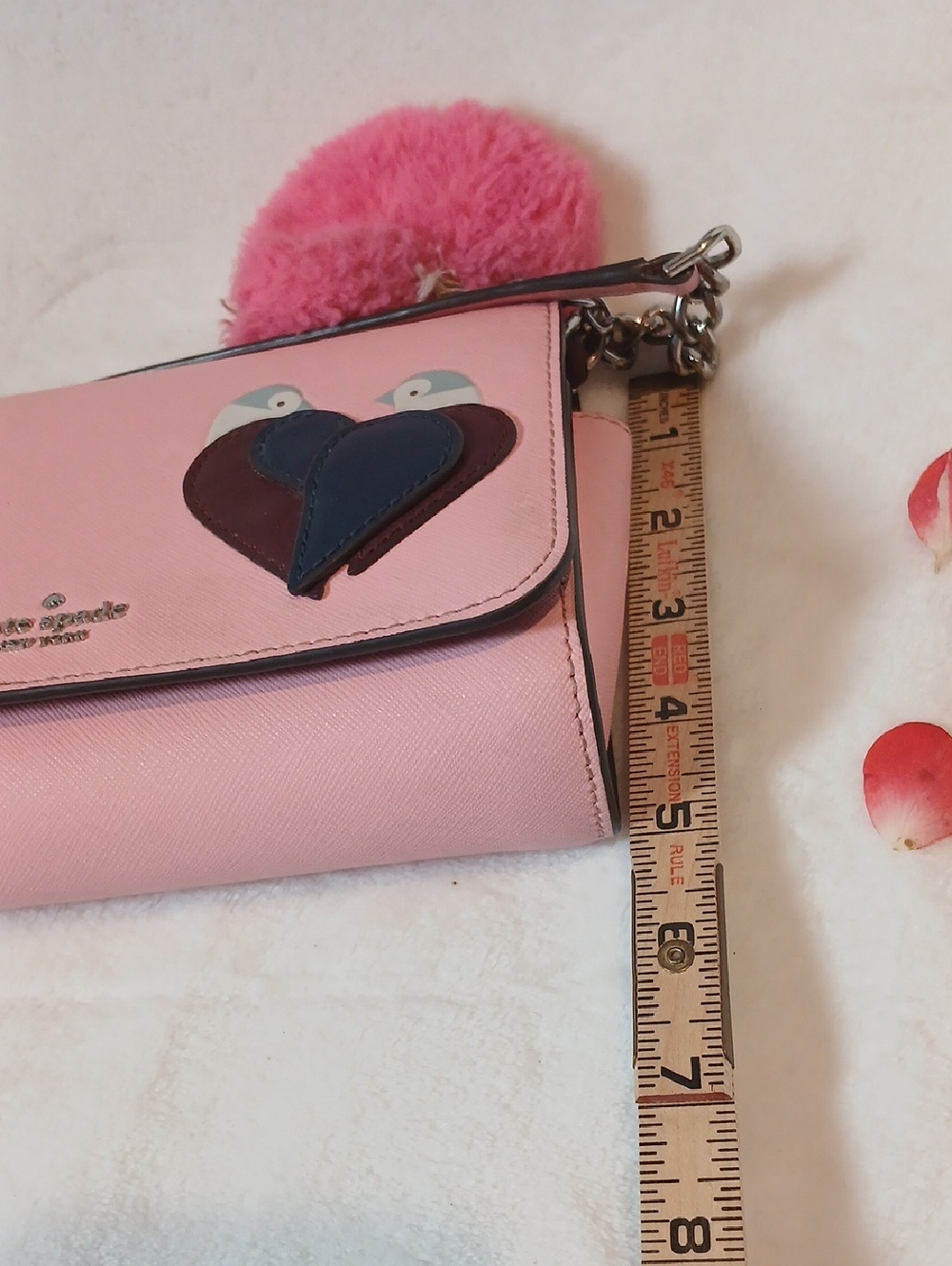 Kate Spade Light Pink Leather Crossbody W/ Heart & Bird Appliqué - Picture 7 of 7